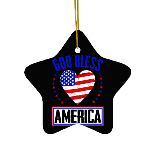 God Bless America Independence Day USA Patriot Ceramic Ornaments