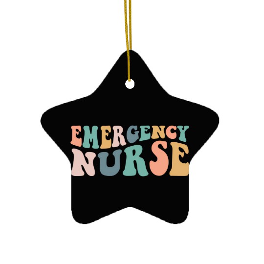 Groovy Er Nurse Emergency Room Nurse School Wo Ceramic Ornaments