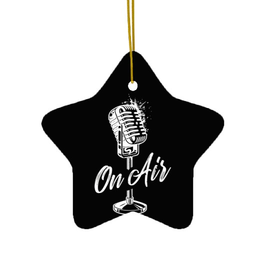 On Air Vintage Microphone For Podcast Radio Ceramic Ornaments