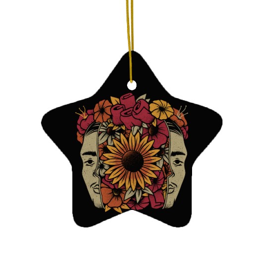 Frida Kahlo Head Flowers Ceramic Ornaments