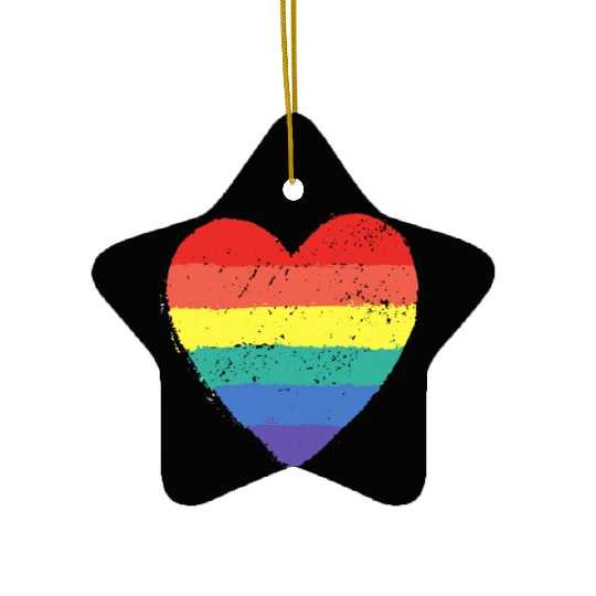 rainbow heart Ceramic Ornaments