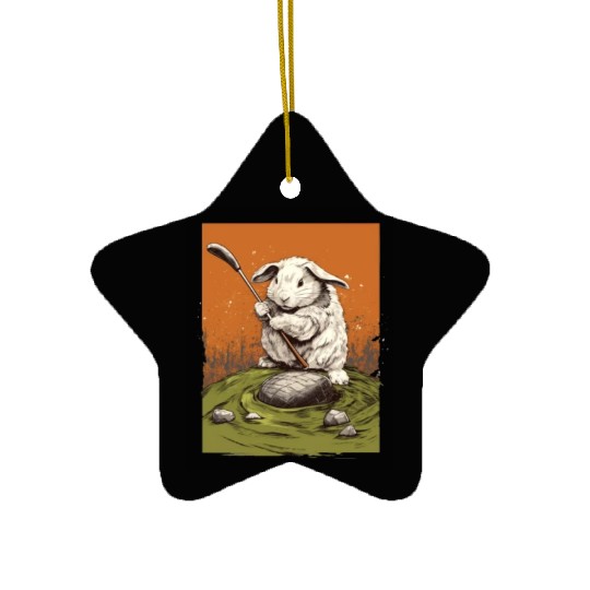 Golfer Guinea Pig Golf Club Golfing Golf Player Ceramic Ornaments