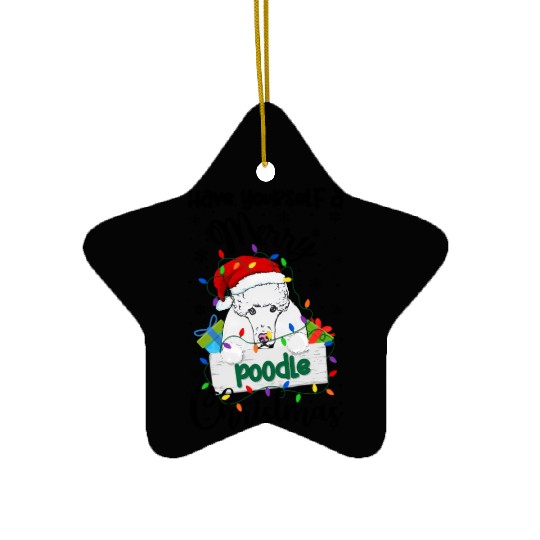 Merry Poodle Poodle Xmas Py Ceramic Ornaments