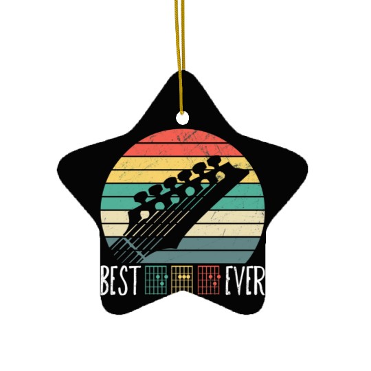 Best Dad Ever Guitar Music Vintage Fathers Day Ceramic Ornaments