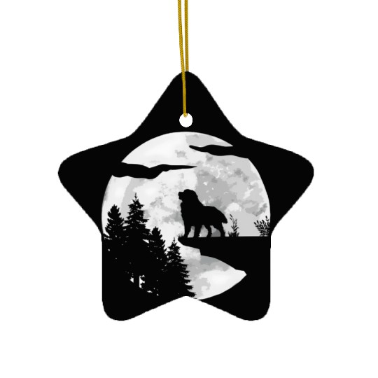 Dog Owner Full Moon At Night Pet Bernese Mountain Ceramic Ornaments