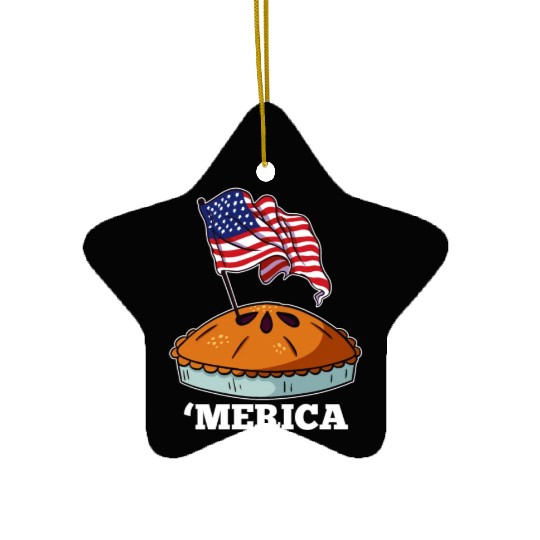 American Flag USA Apple Pie Merica 4th of July Ceramic Ornaments