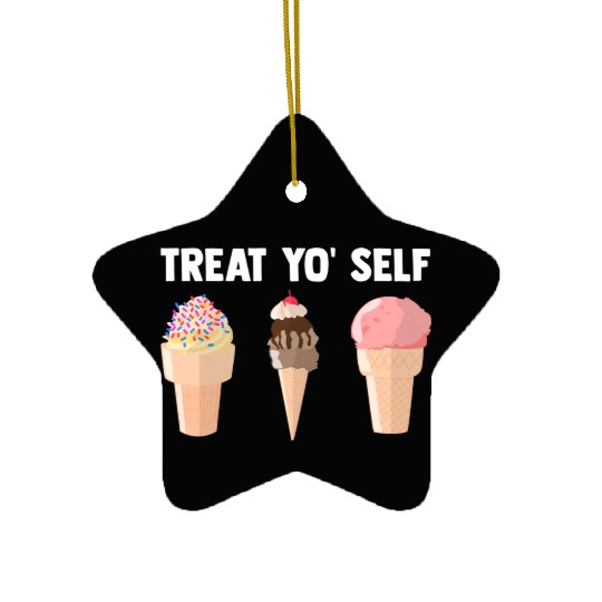 Ice Cream Treat Yo' Self Summertime Sherbet Gelato Ceramic Ornaments