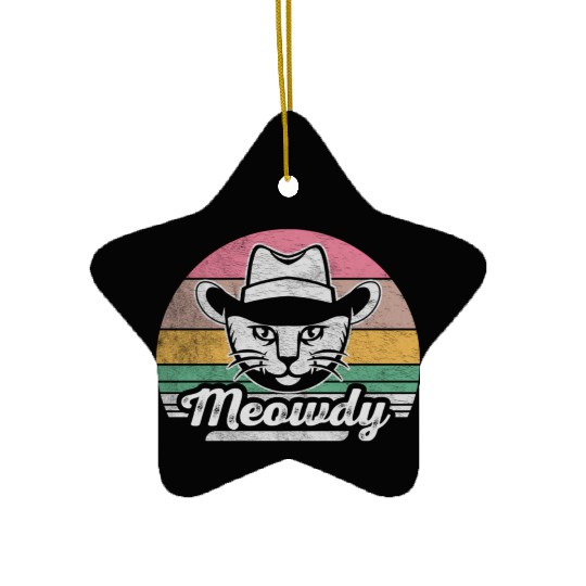 Mashup Between Meow And Howdy Cat Meme Cat Ceramic Ornaments