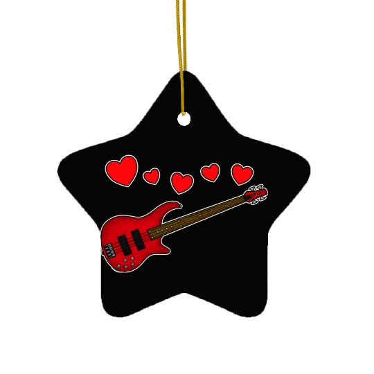 Valentines Bass Guitar Bassist Wedding Musician Ceramic Ornaments
