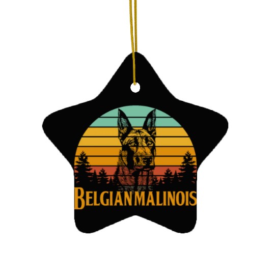 Belgian Malinois Retro Vintage Ceramic Ornaments