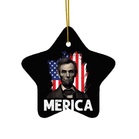 Merica Lincoln President Independence Day Party Ceramic Ornaments