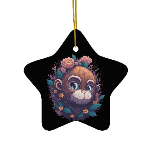 Monkey lovers gift - monkey painting Ceramic Ornaments