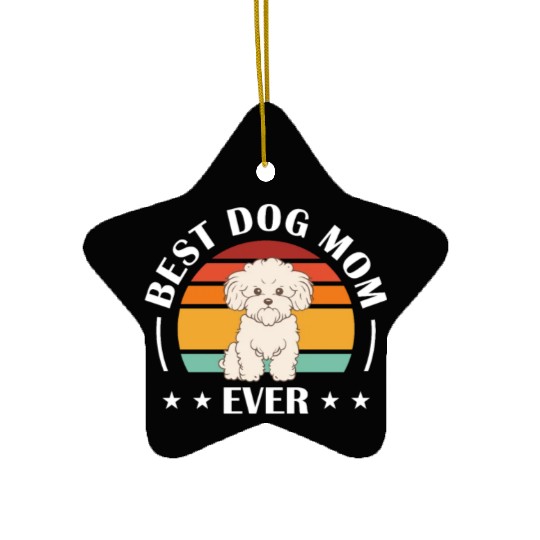 Best Dog Mom Ever Retro Vintage Bichon Frise Ceramic Ornaments