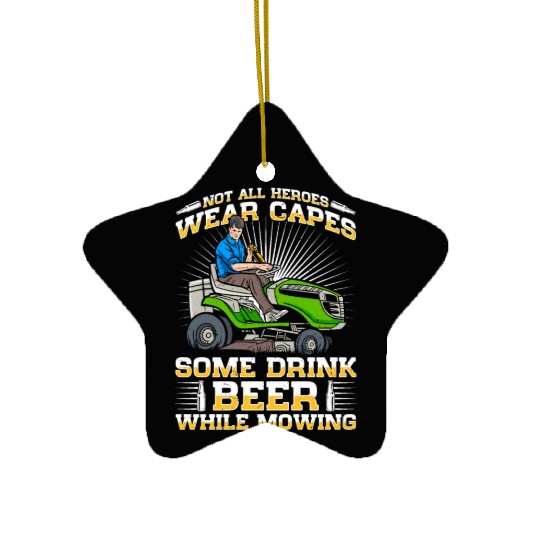 Lawn Mowing Lawn Mower Gardener Gardening Beer Ceramic Ornaments