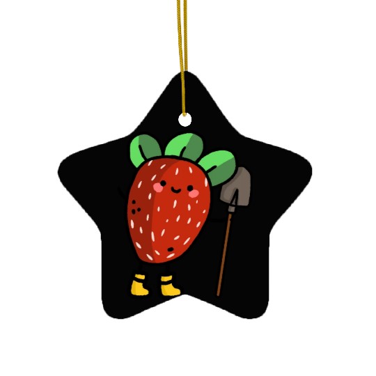 Cute Little Farmer Strawberry Design Ceramic Ornaments