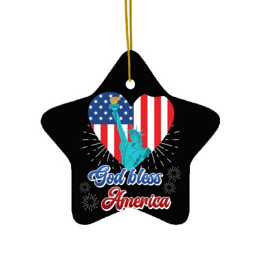 God Bless America Independence Day 4th July USA Ceramic Ornaments