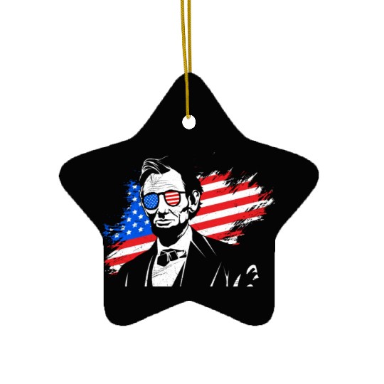 Merica Lincoln President Independence Day Party Ceramic Ornaments