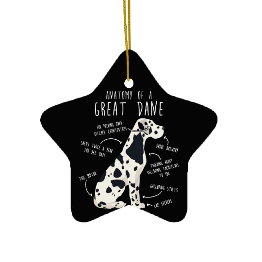 Harlequin Great Dane Dog Anatomy Ceramic Ornaments
