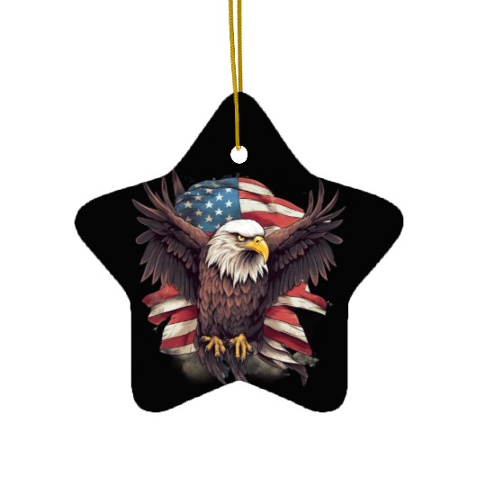 Merica Patriotic USA Eagle Ceramic Ornaments