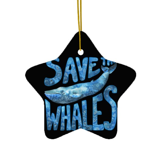 Save The Whales Blue Whale Design Ceramic Ornaments