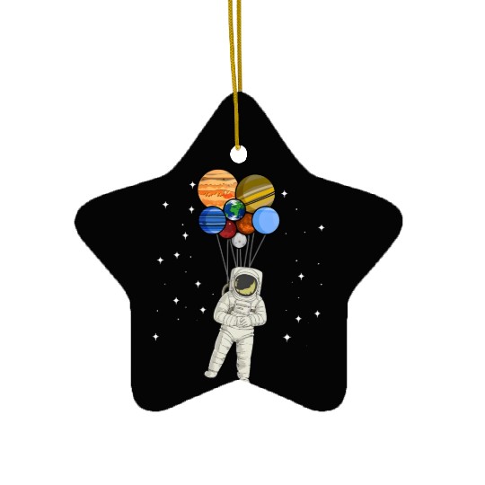 Astronaut Holding Planet Balloons of Solar System Ceramic Ornaments