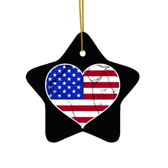 Love America Flag Independence Day USA Patriots Ceramic Ornaments
