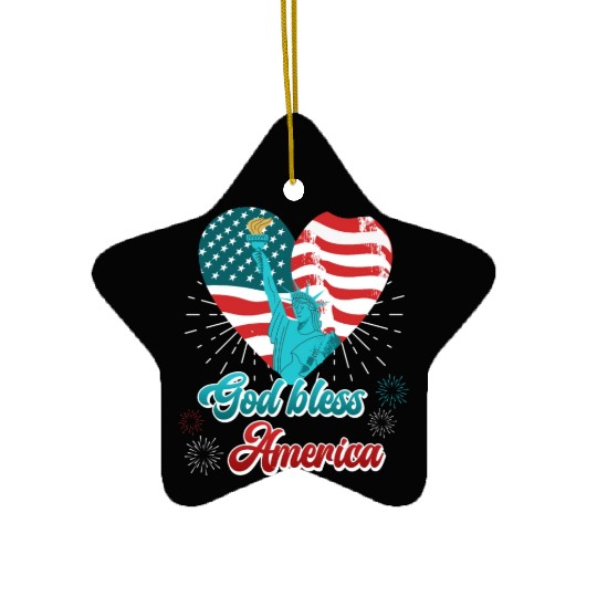 God Bless America Independence Day 4th July USA Ceramic Ornaments
