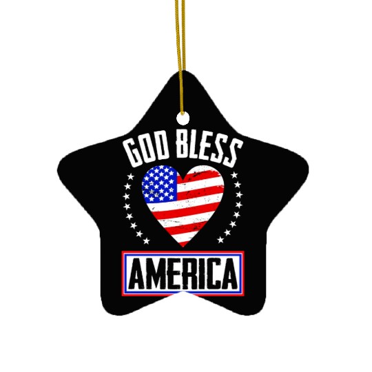 God Bless America Independence Day USA Patriot Ceramic Ornaments