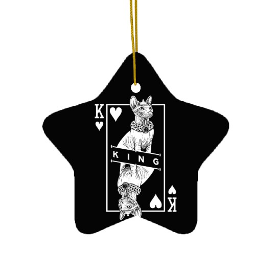 Sphynx Cat Lover King Of Hearts Funny Pop Art Ceramic Ornaments