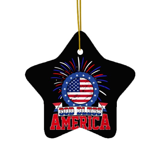 God Bless America Independence Day USA Patriot Ceramic Ornaments
