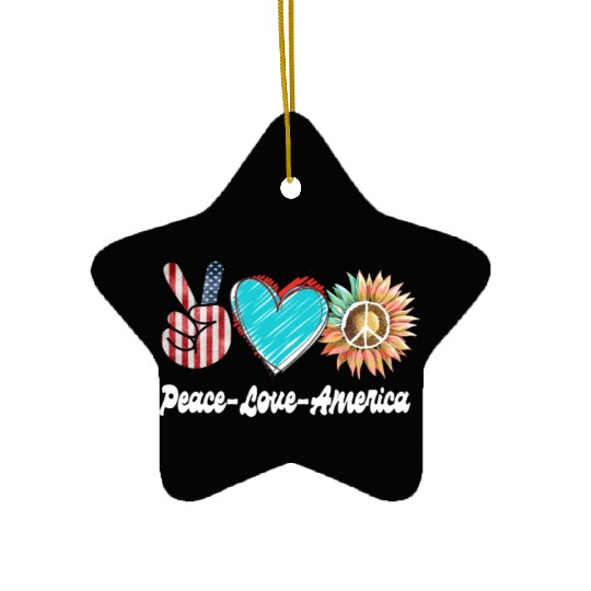 Peace Love America US Flag Fourth Womens JULY 4TH Ceramic Ornaments