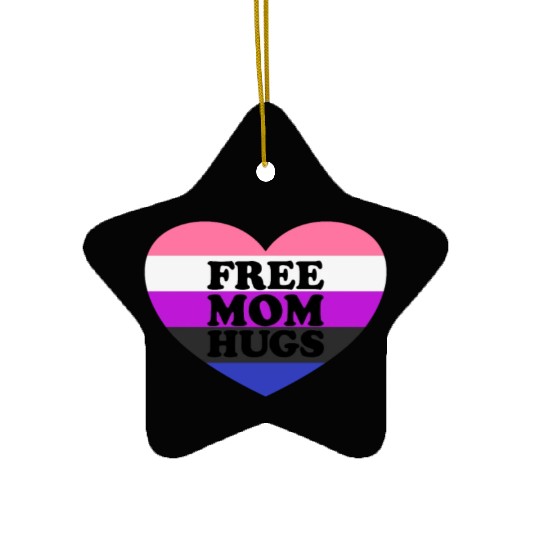 Free Mom Hugs Genderfluid Flag Heart LGBTQ Ceramic Ornaments