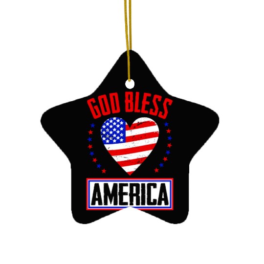God Bless America Independence Day USA Patriot Ceramic Ornaments