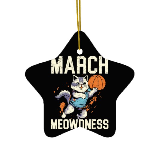 Basketball Cat Basketball Player I Love Basketball Ceramic Ornaments