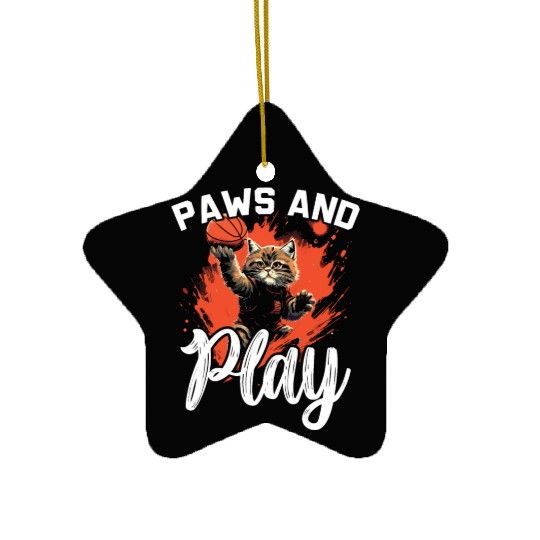 Basketball Cat Basketball Player I Love Basketball Ceramic Ornaments