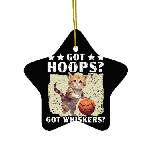 Basketball Cat Basketball Player I Love Basketball Ceramic Ornaments