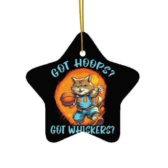 Basketball Cat Basketball Player I Love Basketball Ceramic Ornaments