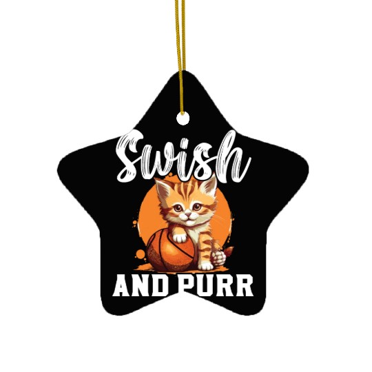 Basketball Cat Basketball Player I Love Basketball Ceramic Ornaments