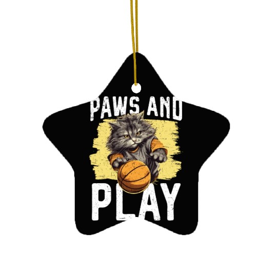 Basketball Cat Basketball Player I Love Basketball Ceramic Ornaments