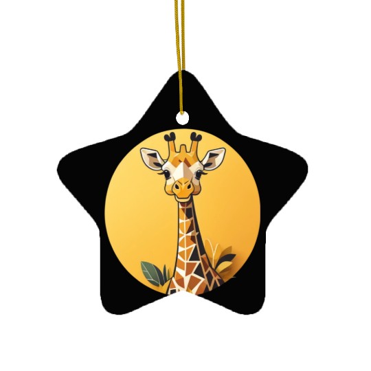 Smiling Giraffe in the Savanna Ceramic Ornaments