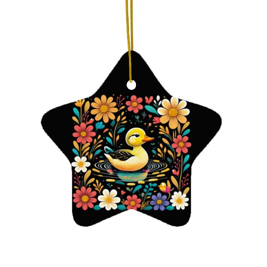 Joyful Duck Pond Ceramic Ornaments