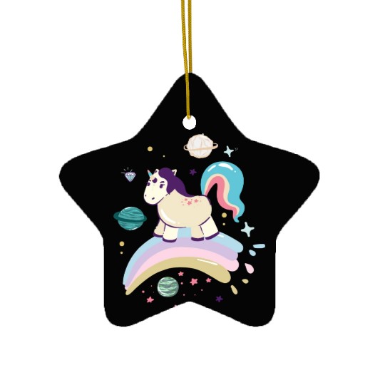 Unicorn rainbow Ceramic Ornaments