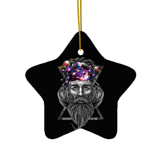 Long beard hipster trippy solar system Ceramic Ornaments