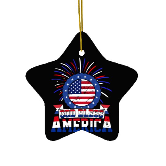 God Bless America Independence Day USA Patriot Ceramic Ornaments