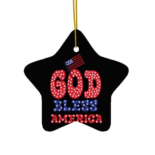 PATRIOTIC DAY GOD BLESS AMERICA Ceramic Ornaments