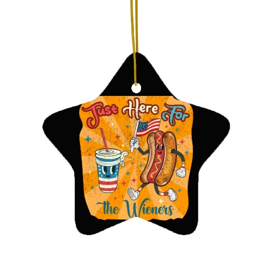 I'm Just Here For The Wieners Cartoon Hot Dog 4Th Ceramic Ornaments