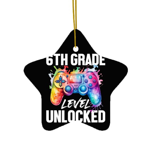 6th Grade Level Unlocked Back to School Video Game Ceramic Ornaments