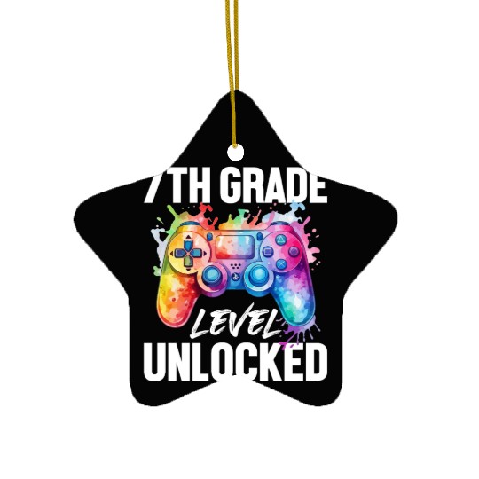7th Grade Level Unlocked Back to School Video Game Ceramic Ornaments