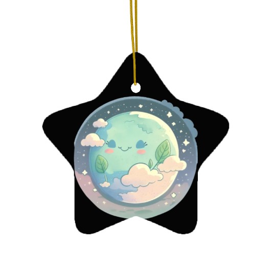 Earth Happy Cute Space Science Planet Environment Ceramic Ornaments