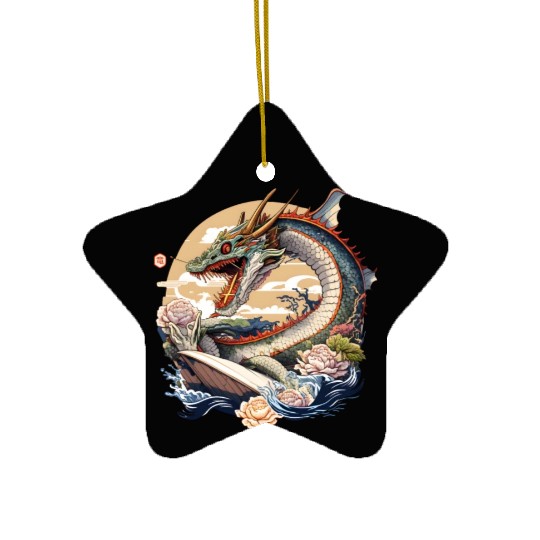 Angry Dragon Retro Anime & Fantasy Lover Japanese Ceramic Ornaments